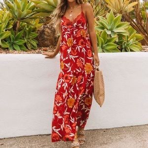 VICI red floral maxi dress size small
